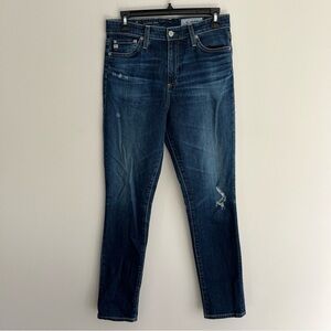 AG Adriano Goldschmied Dark Blue Sophia Ankle Distressed Vtg High Rise Jeans 28R